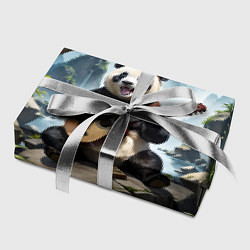 Бумага для упаковки Панда играет на гитаре в лесу, цвет: 3D-принт — фото 2