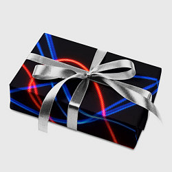 Бумага для упаковки Красно синие неоновые линии на черном фоне, цвет: 3D-принт — фото 2