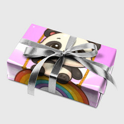 Бумага для упаковки Панда с мороженым качается на радуге, цвет: 3D-принт — фото 2