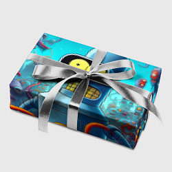 Бумага для упаковки Робот-сгибальщик Бендер среди монстров - нейроарт, цвет: 3D-принт — фото 2