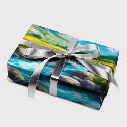 Бумага для упаковки Пейзаж художественный горы речка камни, цвет: 3D-принт — фото 2