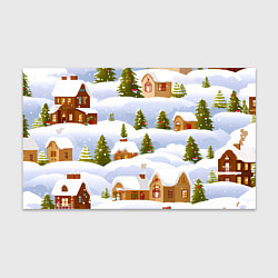 Бумага для упаковки Новогодние домики и елочки