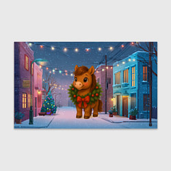 Бумага для упаковки Лошадка с новогоднем венком 2026, цвет: 3D-принт