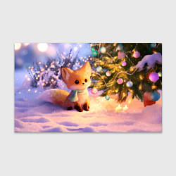 Бумага для упаковки Маленькая рыжая новогодняя лисичка, цвет: 3D-принт