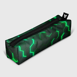 Пенал для ручек Неоновые соты - Green, цвет: 3D-принт