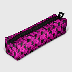 Пенал для ручек Black and pink hearts pattern on checkered, цвет: 3D-принт