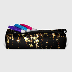 Пенал для ручек Золотые праздничные звезды, цвет: 3D-принт — фото 2
