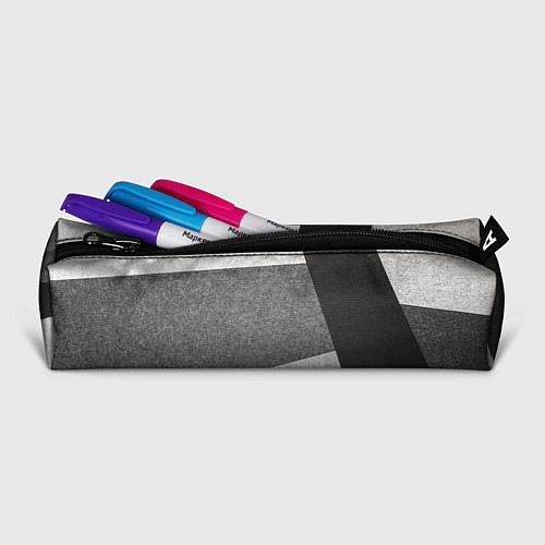 Пенал Белые и серые полосы на поверхности с блёстками / 3D-принт – фото 2