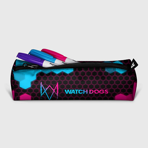 Пенал Watch Dogs - neon gradient: надпись и символ / 3D-принт – фото 2