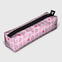 Пенал для ручек Валентинки на нежно-розовом фоне, цвет: 3D-принт
