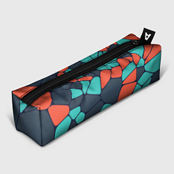 Пенал для ручек Абстрактный паттерн из светло-синих, чёрный и оран, цвет: 3D-принт