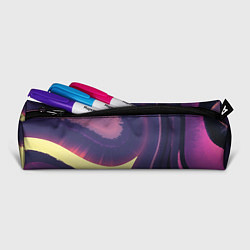 Пенал для ручек Фиолетовые и жёлтые абстрактные волны, цвет: 3D-принт — фото 2