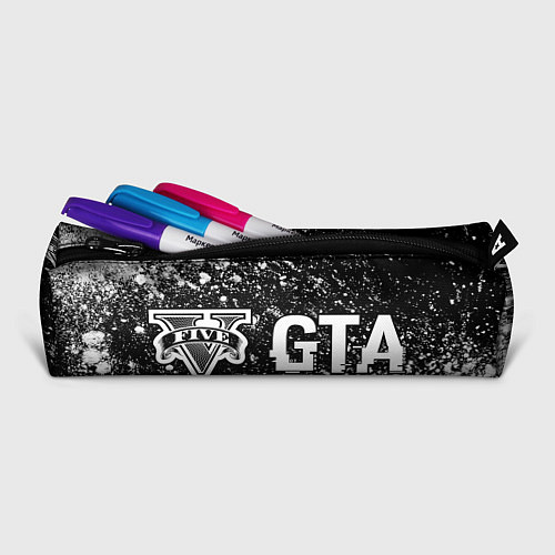 Пенал GTA glitch на темном фоне: надпись и символ / 3D-принт – фото 2