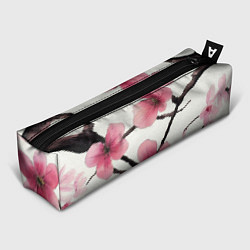 Пенал для ручек Цветы и ветви японской сакуры - текстура холста, цвет: 3D-принт