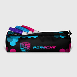 Пенал для ручек Porsche - neon gradient: надпись и символ, цвет: 3D-принт — фото 2