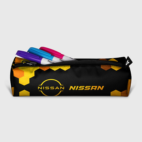 Пенал Nissan - gold gradient: надпись и символ / 3D-принт – фото 2