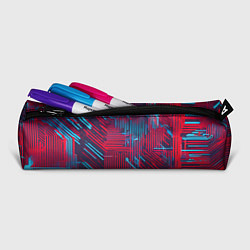 Пенал для ручек Киберпанк линии синие и красные, цвет: 3D-принт — фото 2