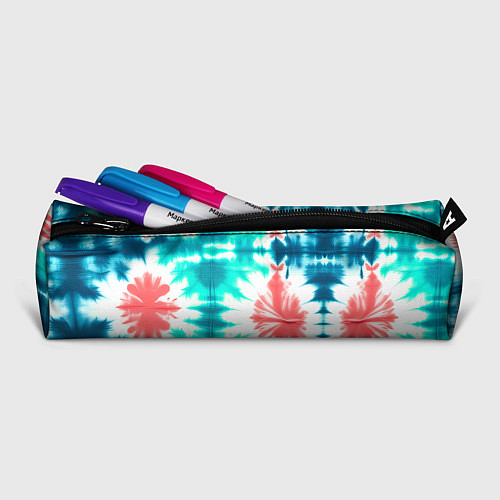 Пенал Тай дай разводы бирюзовые с коралловым и синим / 3D-принт – фото 2