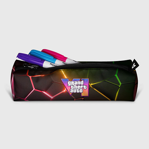 Пенал GTA 6 лого на фоне разлома радужных плит / 3D-принт – фото 2