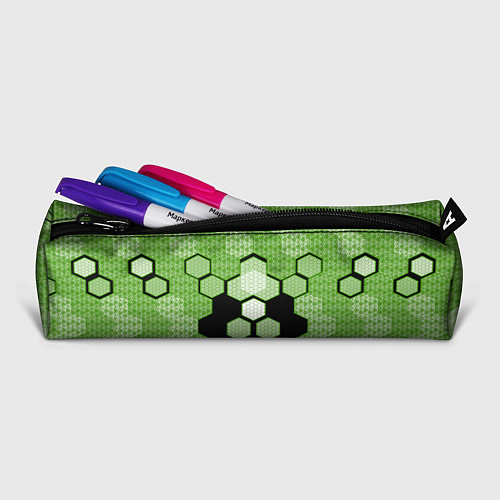 Пенал Зелёная кибер броня hexagons / 3D-принт – фото 2
