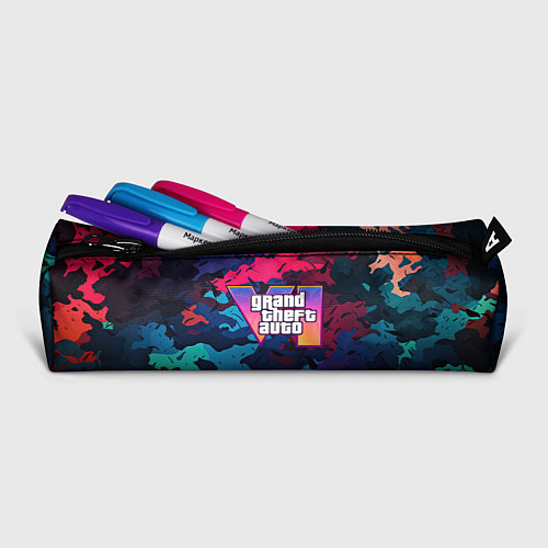 Пенал GTA 6 logo яркий неоновый камуфляжный стиль / 3D-принт – фото 2