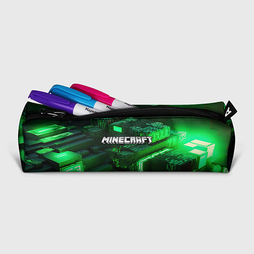 Пенал Minecraft logo зеленые неоновые кубы / 3D-принт – фото 2