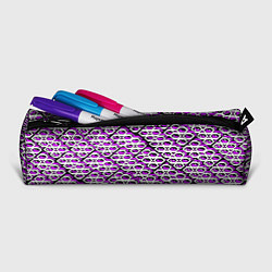 Пенал для ручек Фиолетово-белый узор на чёрном фоне, цвет: 3D-принт — фото 2