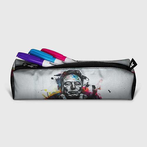 Пенал Илон Маск граффити портрет на серой стене / 3D-принт – фото 2
