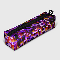 Пенал для ручек Фиолетовые блоки в оранжевом тумане, цвет: 3D-принт