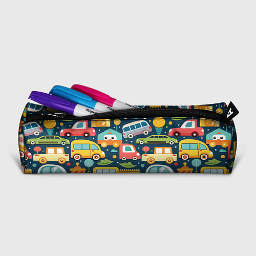 Пенал Игрушечные машинки на синем фоне / 3D-принт – фото 2
