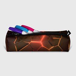 Пенал для ручек Оранжевые неоновые плиты в разломе, цвет: 3D-принт — фото 2