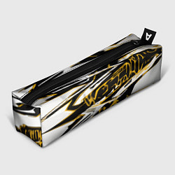 Пенал для ручек Жёлто-чёрная агрессивная абстракция на белом фоне, цвет: 3D-принт