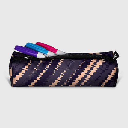 Пенал Фиолетовый с бежевым искажённые полосы / 3D-принт – фото 2