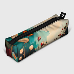 Пенал для ручек Сюрреалистичный пейзаж с цветами, цвет: 3D-принт