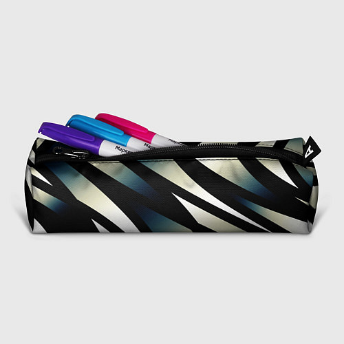 Пенал Чёрно-белый с синим затемнением полосы / 3D-принт – фото 2