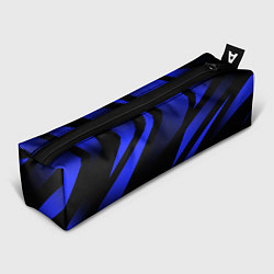 Пенал для ручек Чёрный с синий абстрактные полосы, цвет: 3D-принт