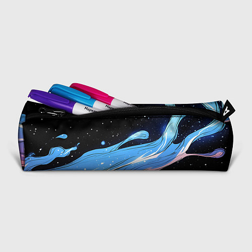 Пенал Синяя волна на черном - текстура / 3D-принт – фото 2