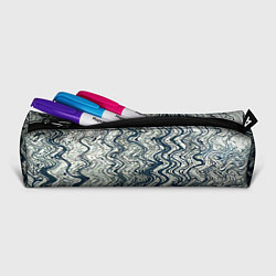 Пенал для ручек Бело-синий искажённые абстрактные линии, цвет: 3D-принт — фото 2