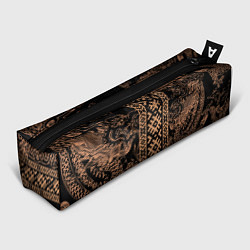 Пенал для ручек Золотой дракон с узорами славянскими, цвет: 3D-принт