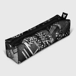 Пенал Тёмный серый абстракция квадраты кружочки