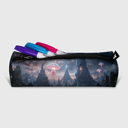 Пенал Фантастический мир с медузами и озеро у гор / 3D-принт – фото 2