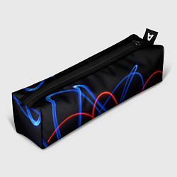 Пенал для ручек Красно синие неоновые линии на черном фоне, цвет: 3D-принт