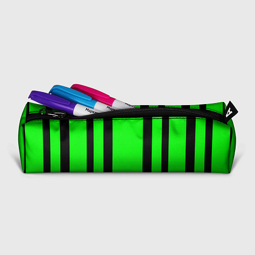 Пенал Color black and green stripes / 3D-принт – фото 2