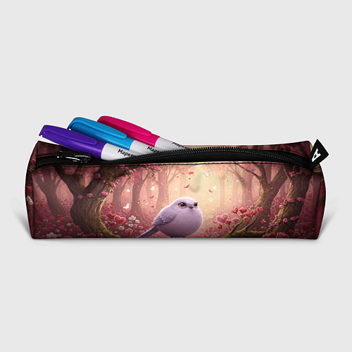 Пенал Сиреневая птица в розовом цветущем лесу / 3D-принт – фото 2