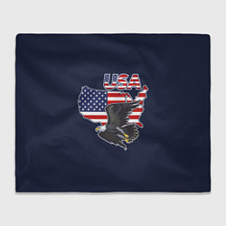 Плед флисовый USA - flag and eagle, цвет: 3D-велсофт