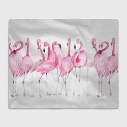 Плед флисовый Фламинго розовый на белом, цвет: 3D-велсофт