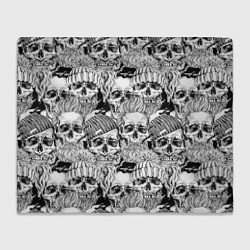 Плед флисовый Hipster skulls, цвет: 3D-велсофт