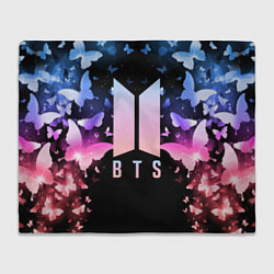 Плед флисовый BTS: Black Butterflies, цвет: 3D-велсофт