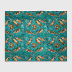 Плед флисовый Весёлые выдры - семейство, цвет: 3D-велсофт