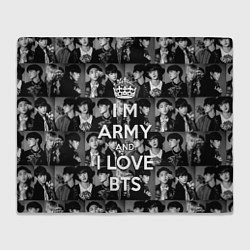 Плед флисовый I am army and I lover BTS, цвет: 3D-велсофт